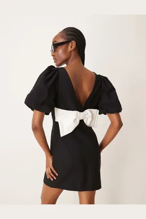 EVER NEW Bow back puff sleeve mini dress in
