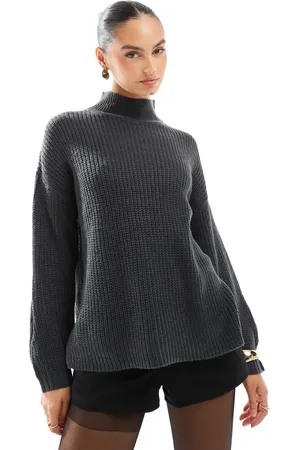 Brave Soul Turtle neck oversized jumper in charcoal