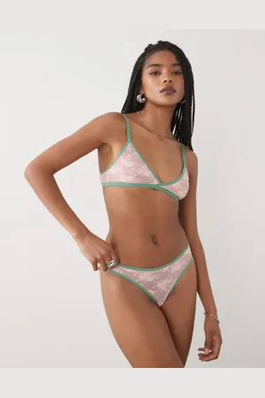 Motel Lakara contrast edge lace soft bra in and green
