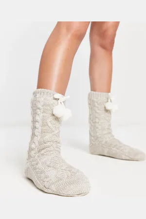 UGG Pom Pom fleece lined crew socks in cream