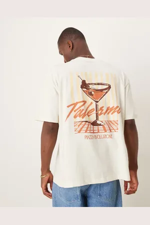ASOS Oversized t-shirt with drinks graphic in cream