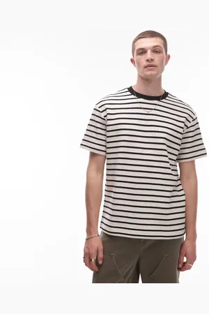 Topman Oversized fit stripe t-shirt in white
