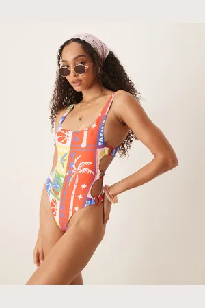 ASOS Trinny cut out swimsuit in paridiso print