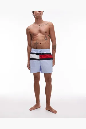 Tommy Hilfiger Drawstring large flag swim shorts in pale