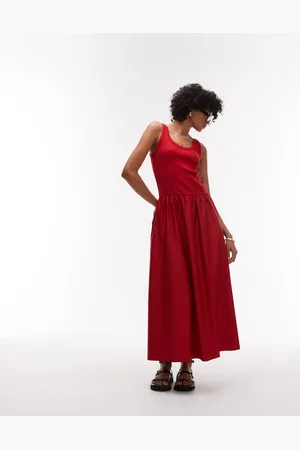 & OTHER STORIES Mixed jersey and woven maxi dress with volume hem in