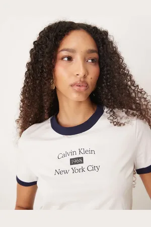 Calvin Klein Ringer baby tee in and navy