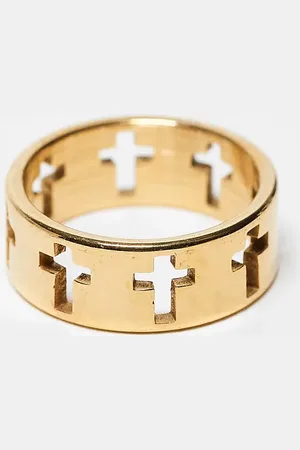 LOST SOULS Band ring with cross details in 18k plated