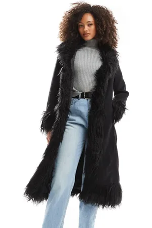 ONLY Suede faux fur coat in