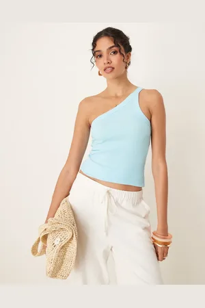 Abercrombie & Fitch One shoulder asymetric ribbed tank top in