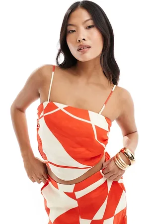 EVER NEW For bandeau scarf top co-ord in and white print