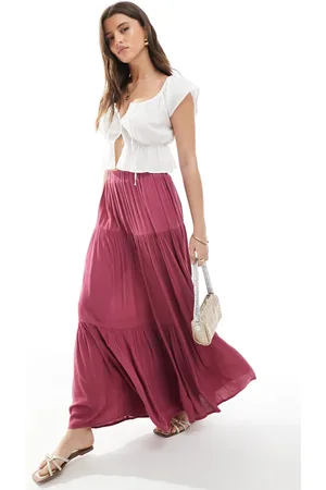 Stradivarius Boho maxi skirt in cherry