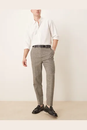ASOS Smart tapered fit wool mix trousers in charcoal