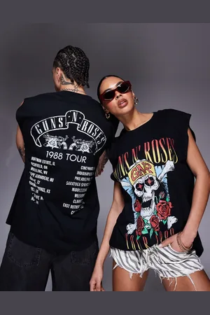 ASOS Unisex oversized license vest with Guns N Roses prints in