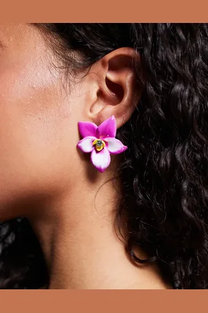 ASOS Stud tropical flower earrings in
