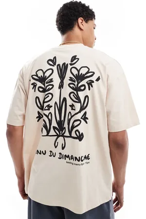 ASOS Oversized t-shirt with floral graphic in beige