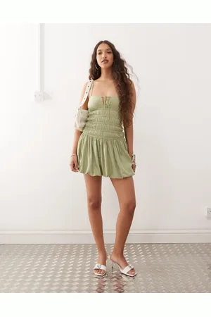 Motel Rasmil bubble mini dress in sage