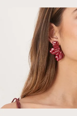ASOS Stud half-flower petal earrings in burgundy