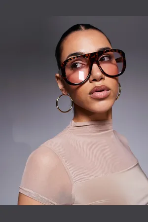 Kaiia Chunky clear lens aviator sunglasses in tort