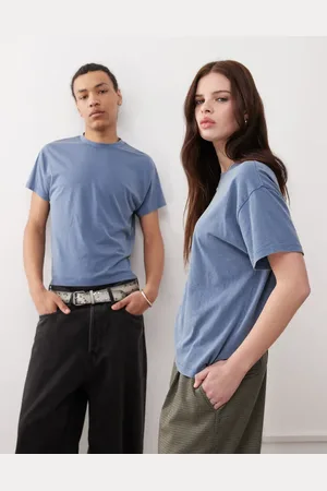 Reclaimed Unisex slim cropped boxy t shirt in washed