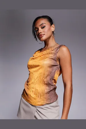 River Island Crinkle ombre cowl neck top in