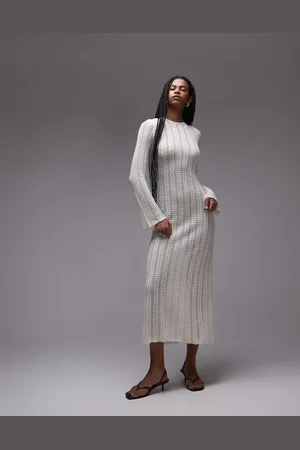 & OTHER STORIES Crochet knitted maxi dress with open tie back in