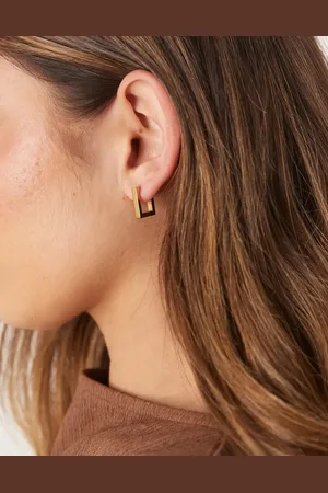 ASOS Waterproof stainless steel mini squared hoop earrings