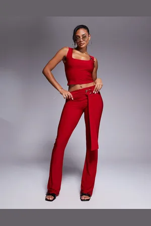 Kaiia Exclusive slinky gold hardware belt detail trouser co-ord in