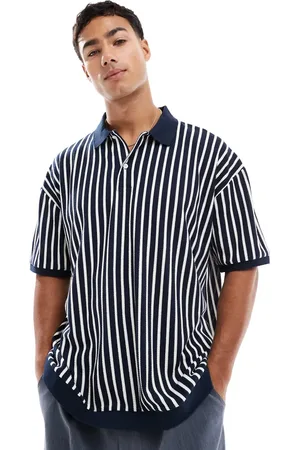 ASOS Oversized polo in black and white stripe