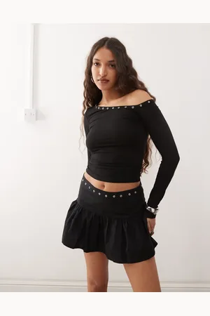 Motel Noraba one shoulder top with eyelets in
