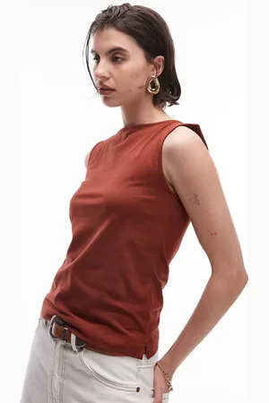 ARKET Jersey boat neck tank top in rust