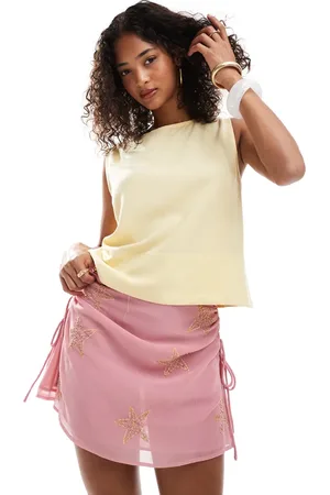 ASOS Linen blend chuck on tank top in buttermilk