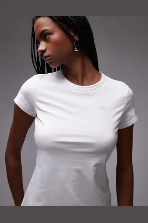 & OTHER STORIES Slim fi t-shirt in with mini croissant embroidery