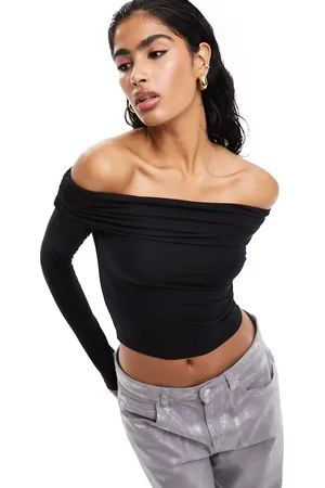 ASOS Slinky bardot long sleeve top in