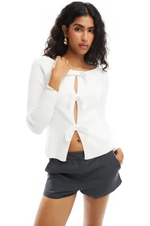 ASOS Tie front cardigan in ivory