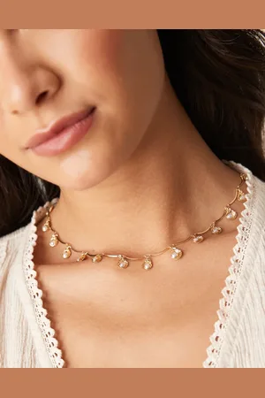 ASOS Short necklace with faux pearl and shell details in tone