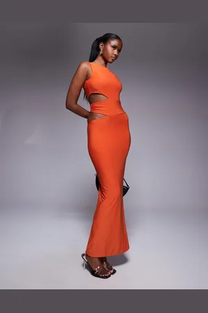 Missyempire Double sculpted slinky side cut out maxi dress in
