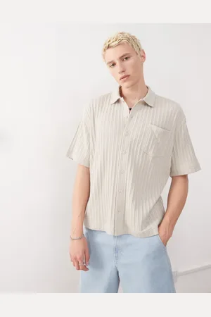 Weekday Jersey rib shirt in beige