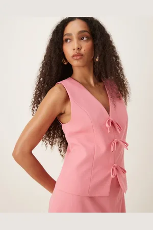 Y.A.S Bow front detail waistcoat co-ord in bubblegum