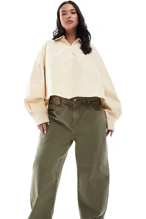 ASOS ASOS DESIGN Curve everyday barrel jean in khaki