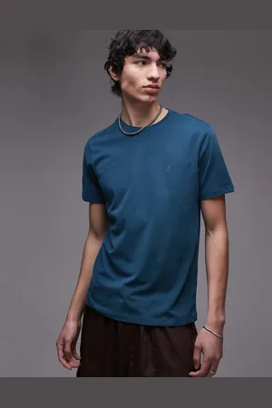 AllSaints Brace brushed cotton t-shirt in cove