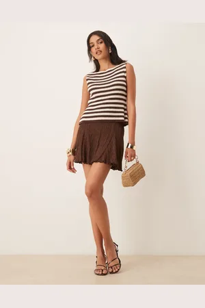 ASOS Texture godet mini skirt in chocolate