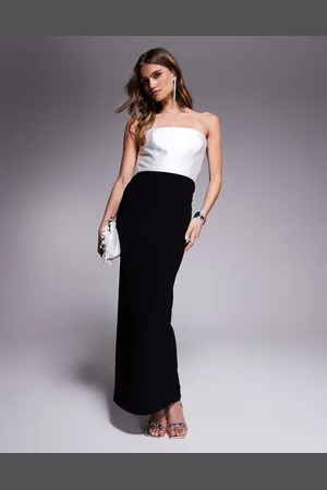 EVER NEW Contrast drape maxi dress in and white