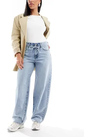 ONLY Gianna tie waist straight leg jeans in light