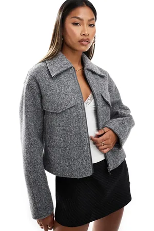 EVER NEW Zip up shacket in charcoal
