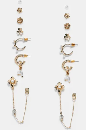 ASOS Multipack earrings with florals and faux pearls in tone