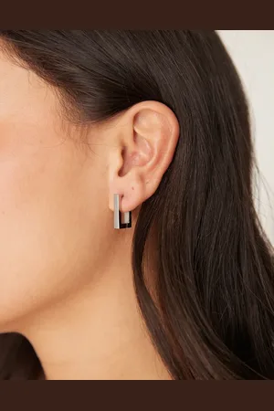ASOS Waterproof stainless steel mini-square huggie earrings in tone