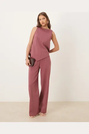 ASOS Co-ord interlock wide leg trouser in dusky