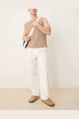 MANGO Linen mix tailored straight leg trouser in ecru