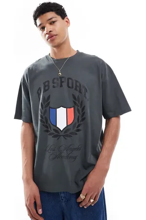 ASOS Oversized t-shirt with sports graphic in charcoal