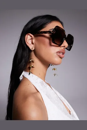Kaiia Oversized chunky square sunglasses in tort